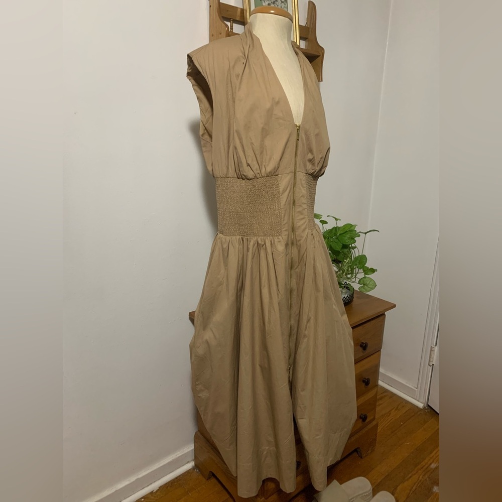 Anthropologie Tommie Cap Sleeve Smocked Front Zip 100% Cotton Plus Size Dress 1X - Picture 7 of 16